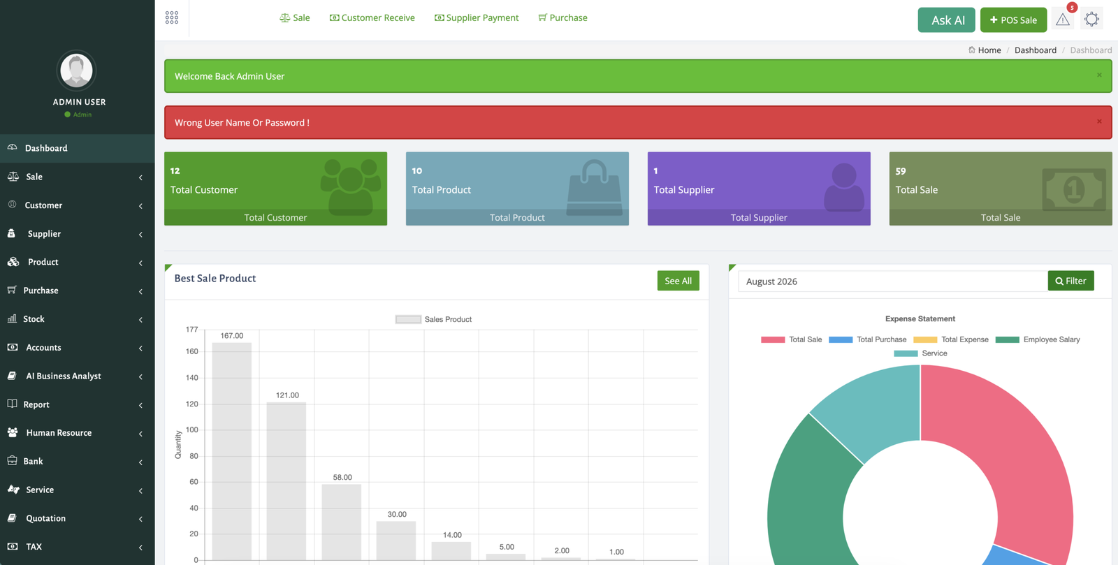 SSJ ERP Dashboard